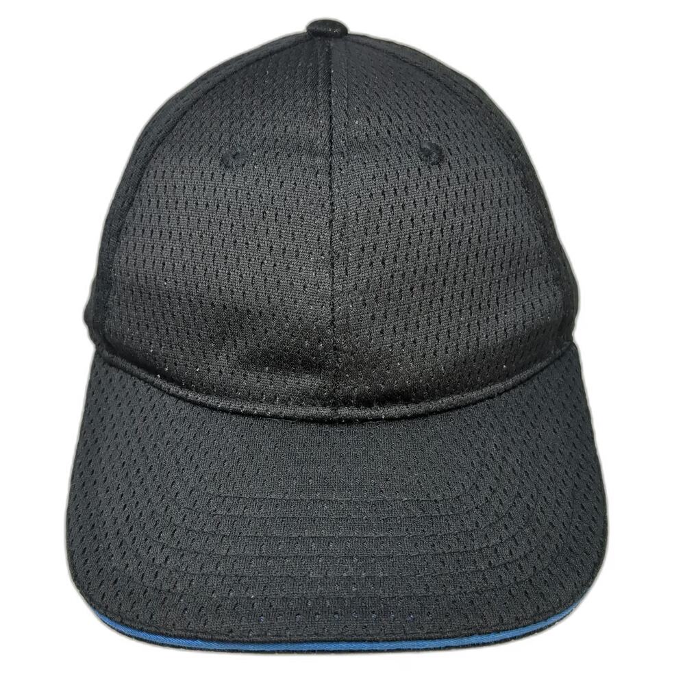 Chef Works Baseball Cap Black One Size Blue Trim Breathable Mesh Hat Slideback